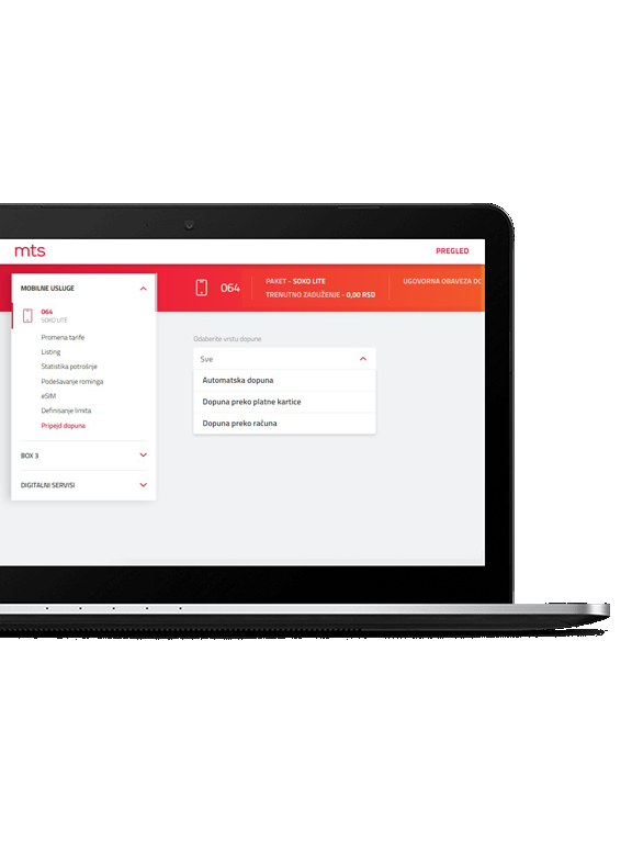 Dopuna pripejd kredita | mts