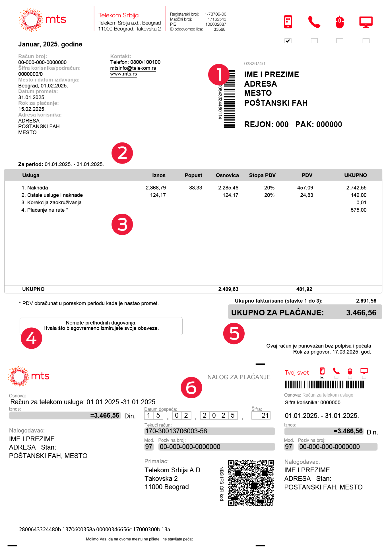 Kako izgleda mts račun za usluge mobilne telefonije? | mts Tvoj svet