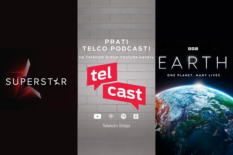 Prikaz promotivnih vizuali:a za: Superstar, Telcast podcast i BBC Earth poster sa prikazom Zemlje i sloganom 'One planet. Many lives.