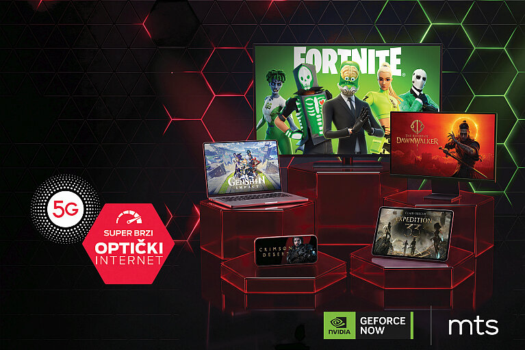 Korisnik igra video igre putem NVIDIA GeForce NOW cloud gaming servisa na više uređaja uz mts mrežu.